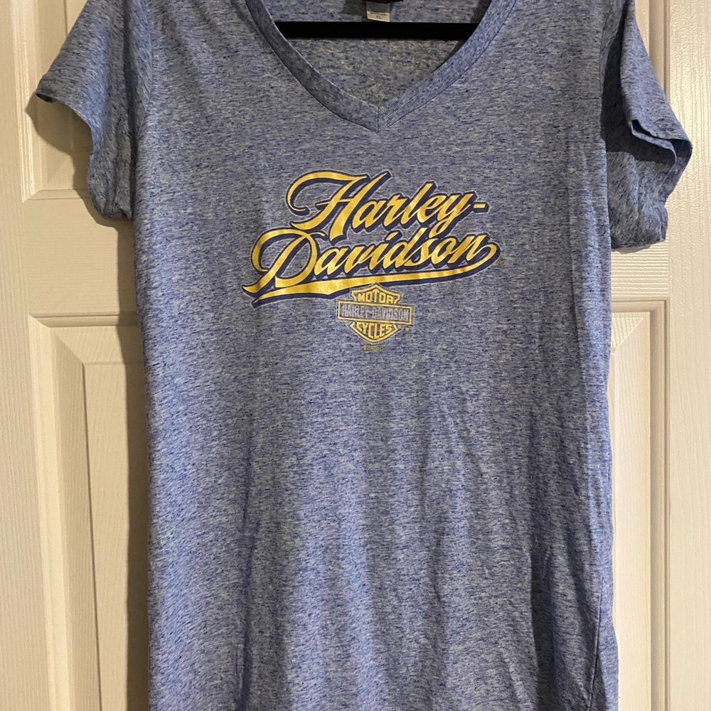 Harley-Davidson Heather Blue Tee with Yellow Logo